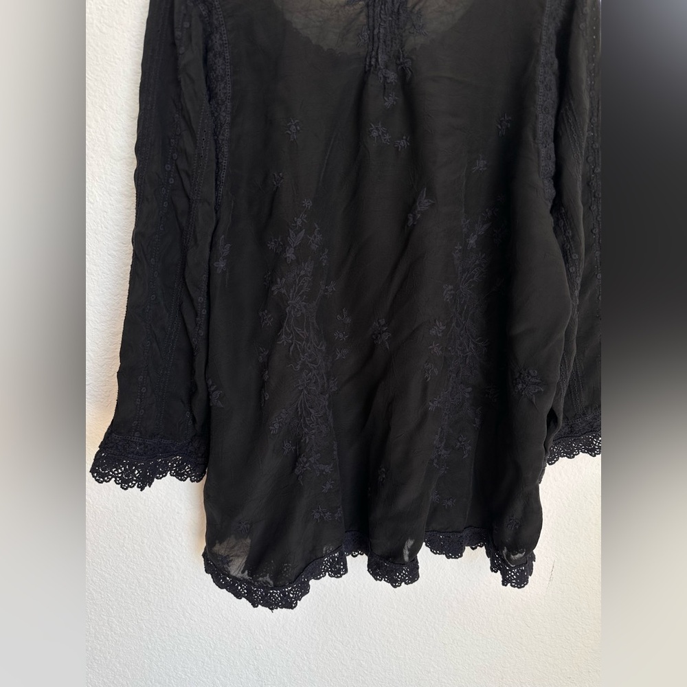 Johnny Was Embroidered Crochet-Trim floral Tunic Dress XL bohemian - Picture 9 of 13